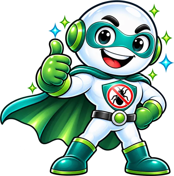 Pest Hero mascot giving a thumbs up